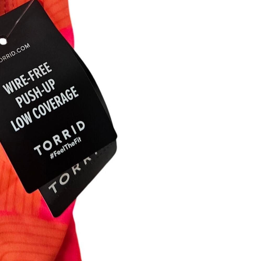 NEW Torrid 2 D/DD Neon Orange Tankini Top Swimsuit Wire Free Push Up Zen Geo - Picture 4 of 5